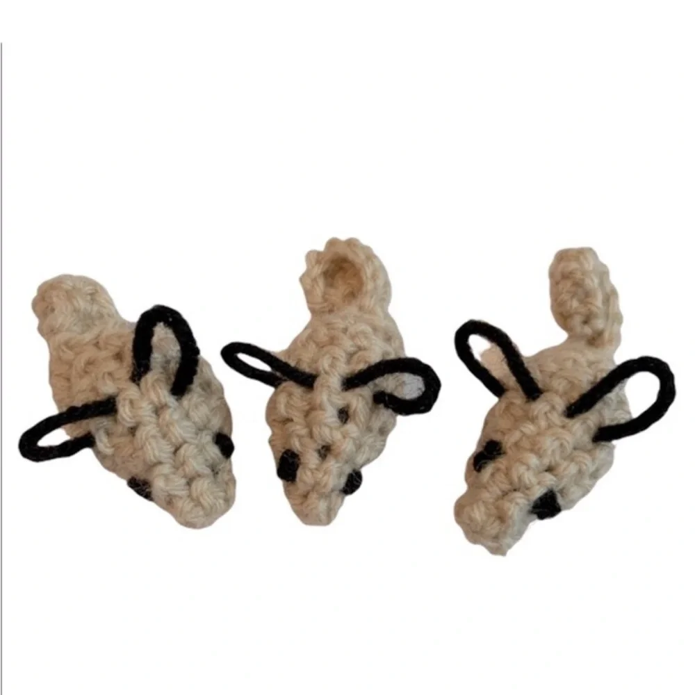 Hand Crafted Catnip Mice Cat Toys Five Crochet Interactive Play